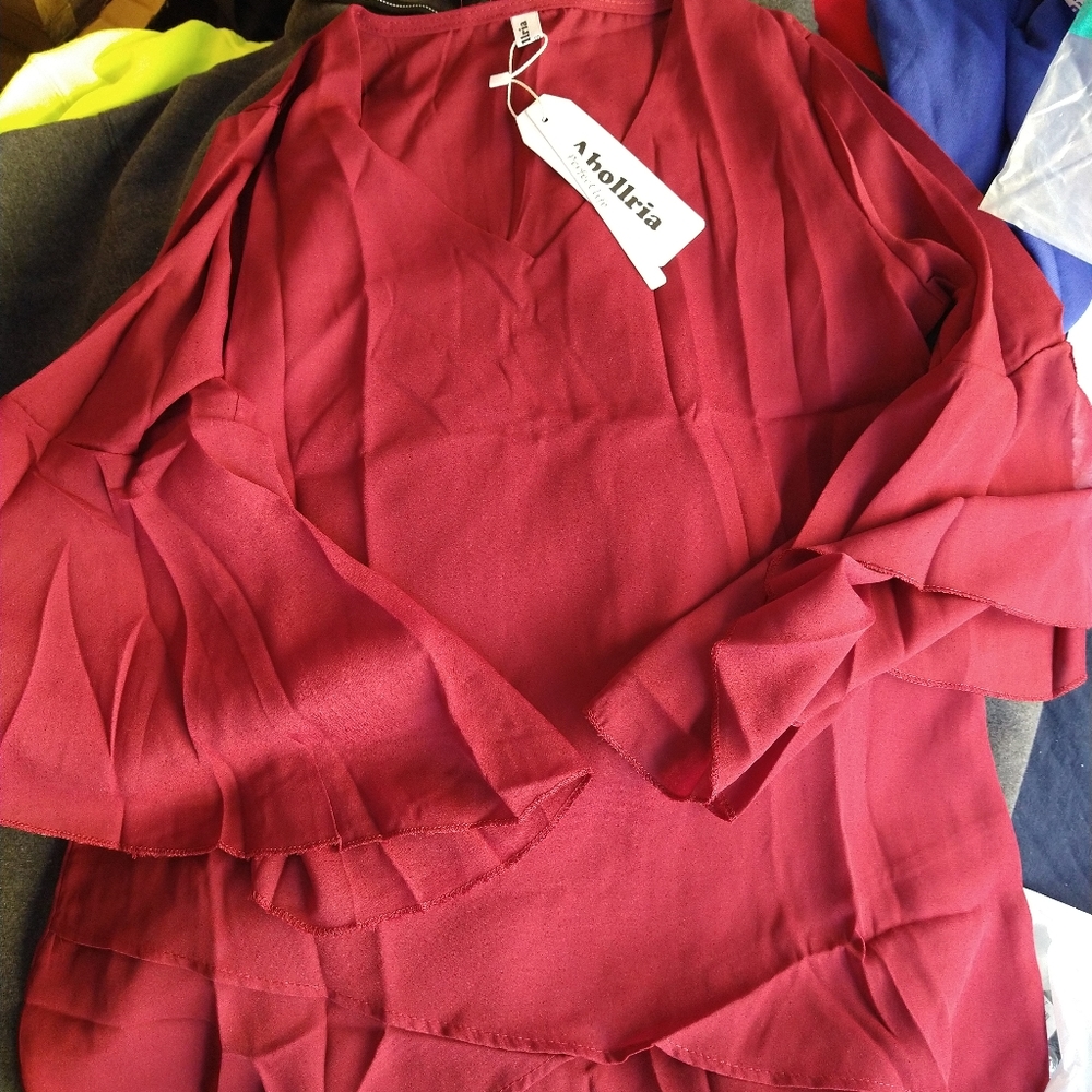 Red Abollria Blouse New Size S
